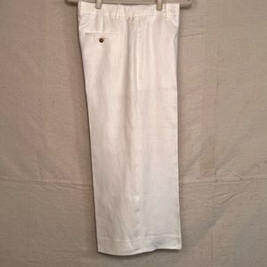 J Crew White Linen Wide Leg Dress Pants